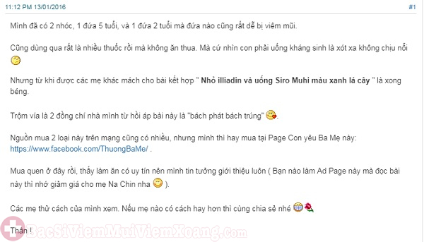 Có mẹ nào dùng thuốc nhỏ mũi Iliadin 0.01% chưa?