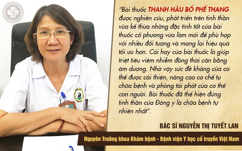 Nhận định về bài thuốc Thanh Hầu Bổ Phế Thang của bác sĩ Tuyết Lan Nhận định về bài thuốc Thanh Hầu Bổ Phế Thang của bác sĩ Tuyết Lan