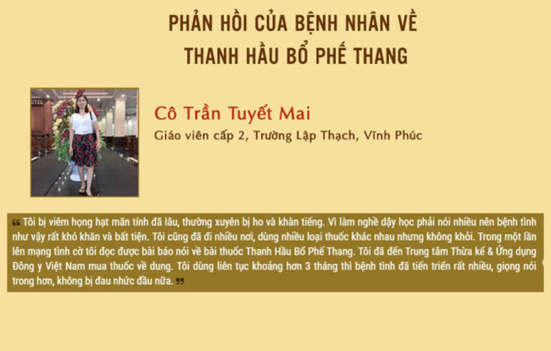 Phản hồi người bệnh về bài thuốc Phản hồi người bệnh về bài thuốc